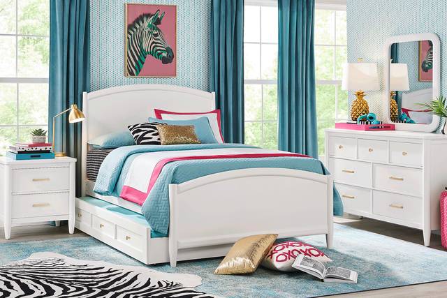 Kids Modern Colors White Full Panel Bed - Thumbnail - Image 2