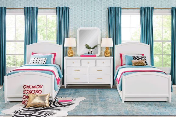 Kids Modern Colors White 8 Pc Twin Panel Bedroom