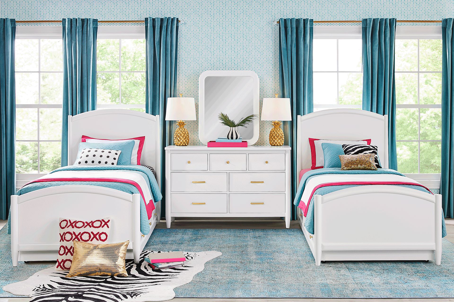 Kids Modern Colors White Twin Panel Bedroom - Image 1