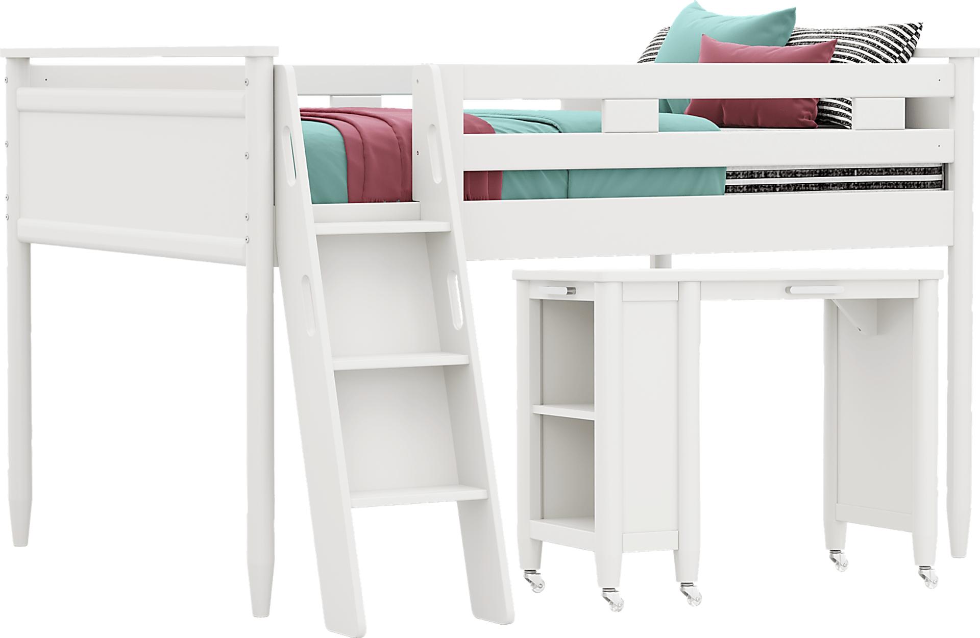 Kids Modern Colors White Full Loft with Desk