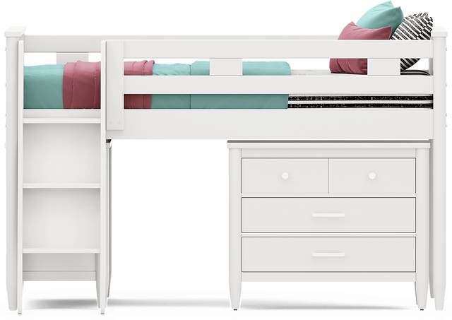 Kids Modern Colors White Full Loft with Loft Chest and Bookcase - Thumbnail - Image 1