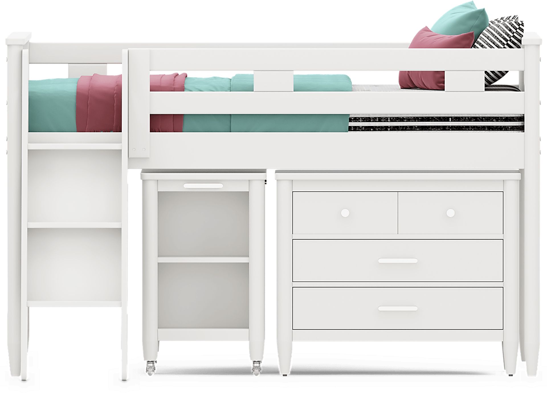 Kids Modern Colors White Full Loft with Loft Chest and Desk - Image 2