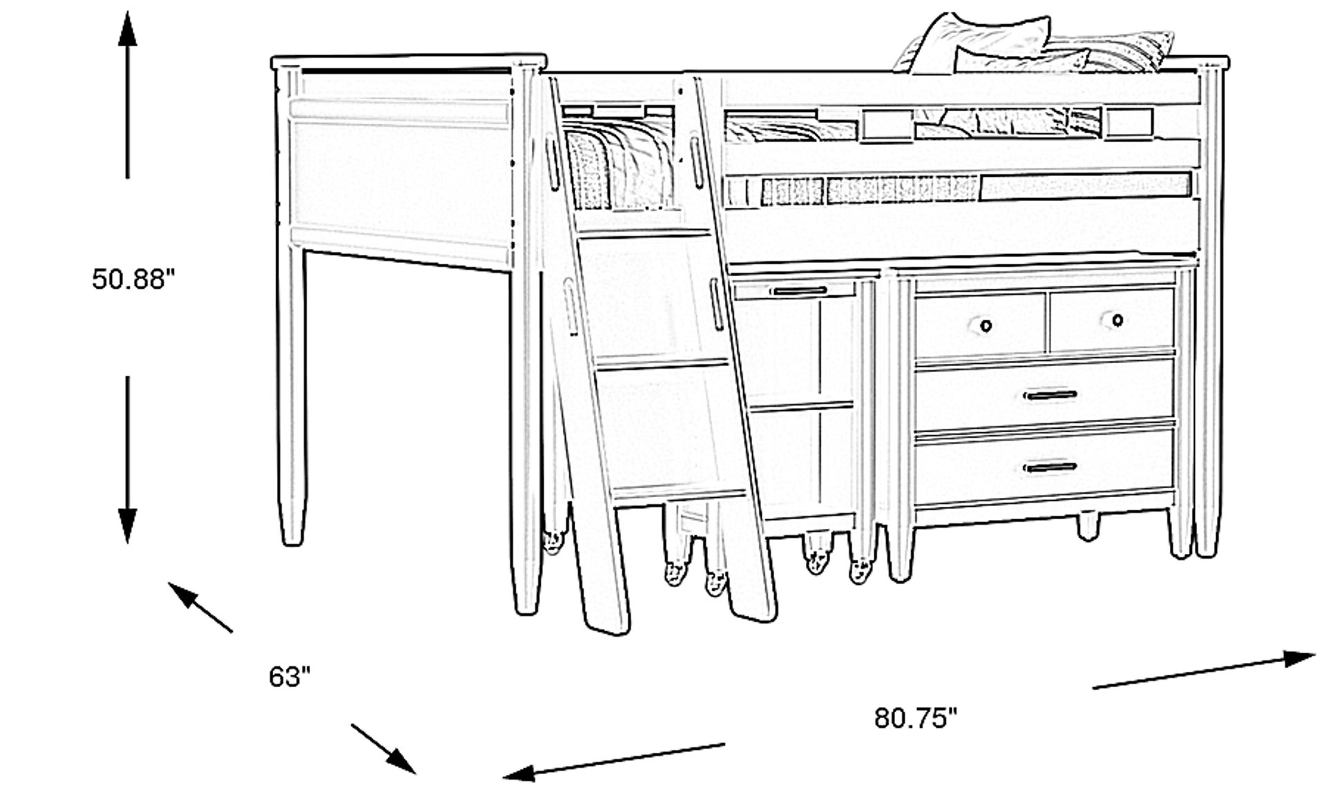 Dimension Image. Please refer to the Dimension Tab on this page for dimension details.