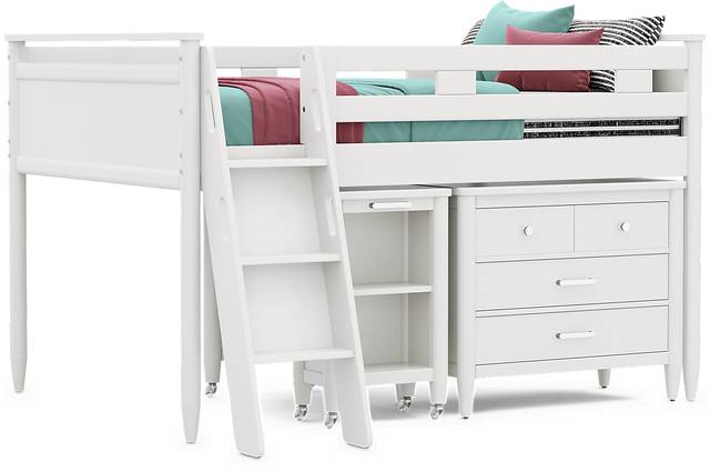 Kids Modern Colors White Full Loft with Loft Chest and Desk - Thumbnail - Image 1