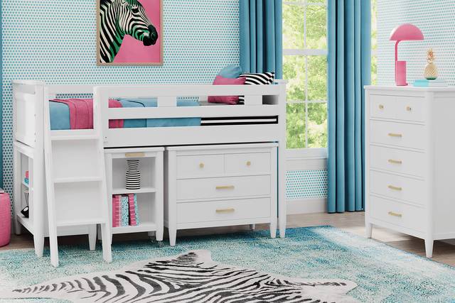 Kids Modern Colors White Full Loft with Loft Chest, Bookcase and Desk - Thumbnail - Image 2