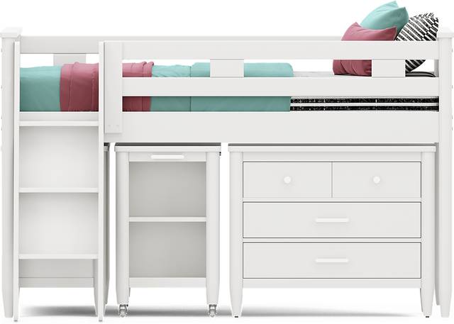 Kids Modern Colors White Full Loft with Loft Chest, Bookcase and Desk - Thumbnail - Image 1