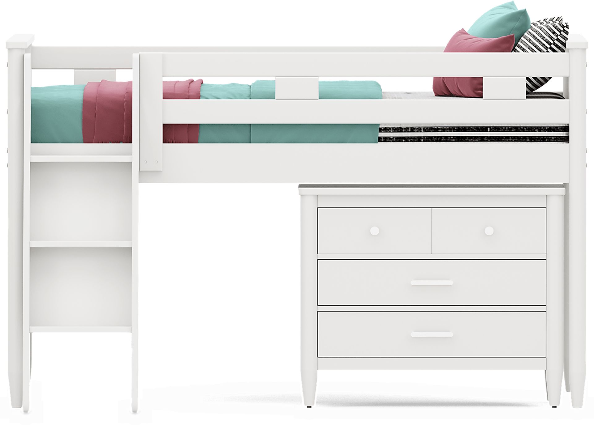 Kids Modern Colors White Full Loft with Loft Chest - Image 3