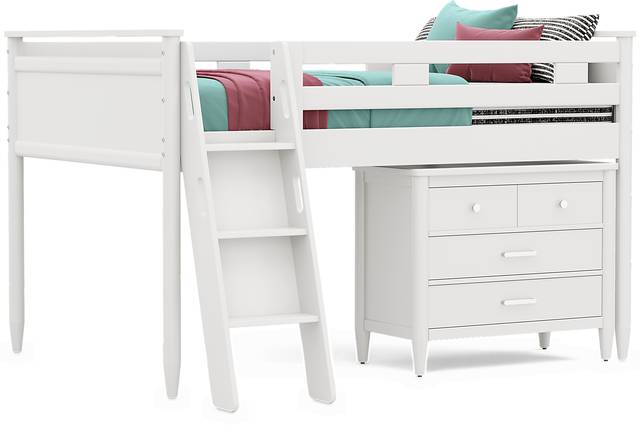 Kids Modern Colors White Full Loft with Loft Chest - Thumbnail - Image 1