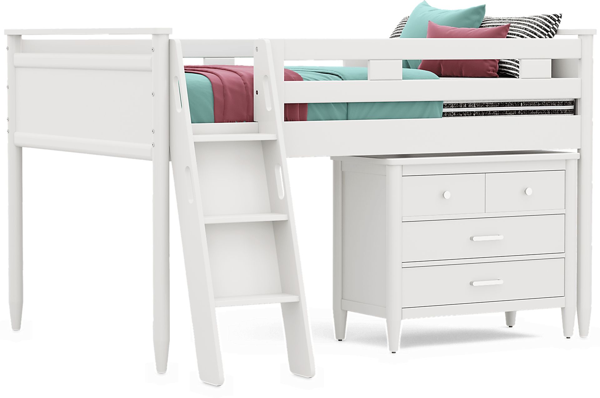 Kids Modern Colors White Full Loft with Loft Chest - Image 1