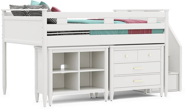Kids Modern Colors White Full Step Loft with Loft Chest and Bookcase - Thumbnail - Image 3