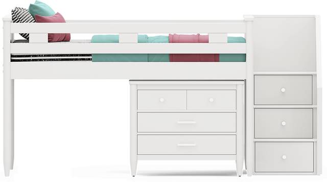 Kids Modern Colors White Full Step Loft with Loft Chest - Thumbnail - Image 3