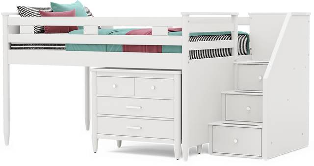 Kids Modern Colors White Full Step Loft with Loft Chest - Thumbnail - Image 4