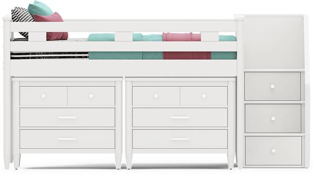 Kids Modern Colors White Full Step Loft with Loft Chests - Thumbnail - Image 3