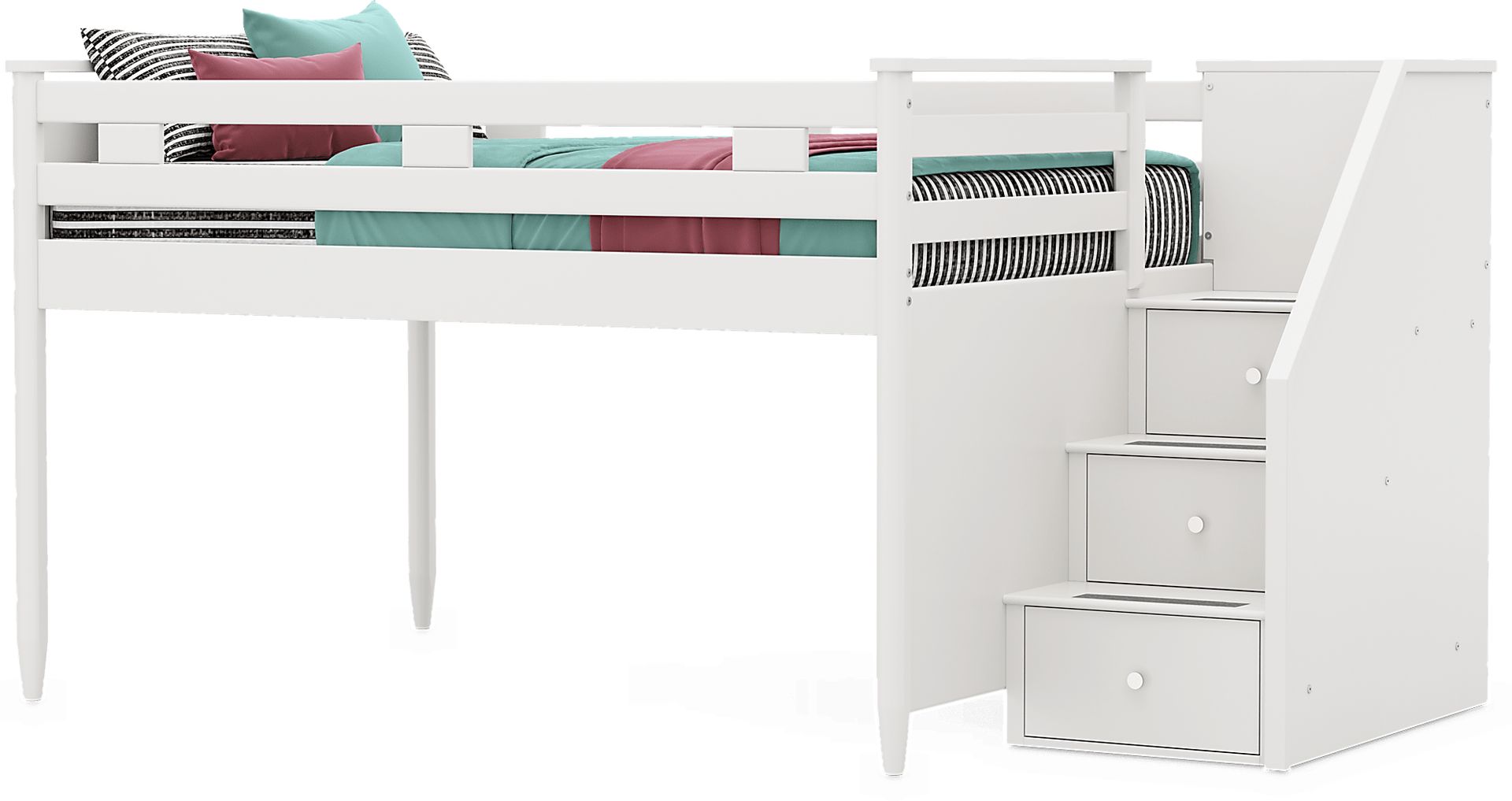 Kids Modern Colors White Full Step Loft - Image 3