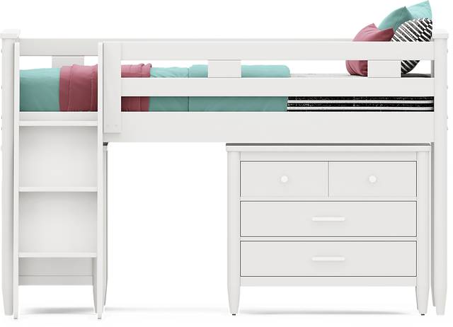 Kids Modern Colors White Twin Loft with Loft Chest and Bookcase - Thumbnail - Image 2