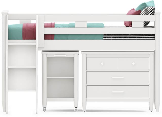 Kids Modern Colors White Twin Loft with Loft Chest and Desk - Thumbnail - Image 2