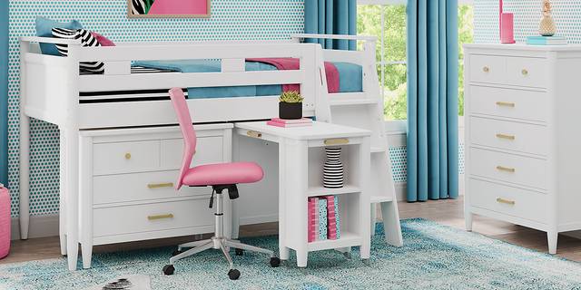 Kids Modern Colors White Twin Loft with Loft Chest, Bookcase and Desk - Thumbnail - Image 3
