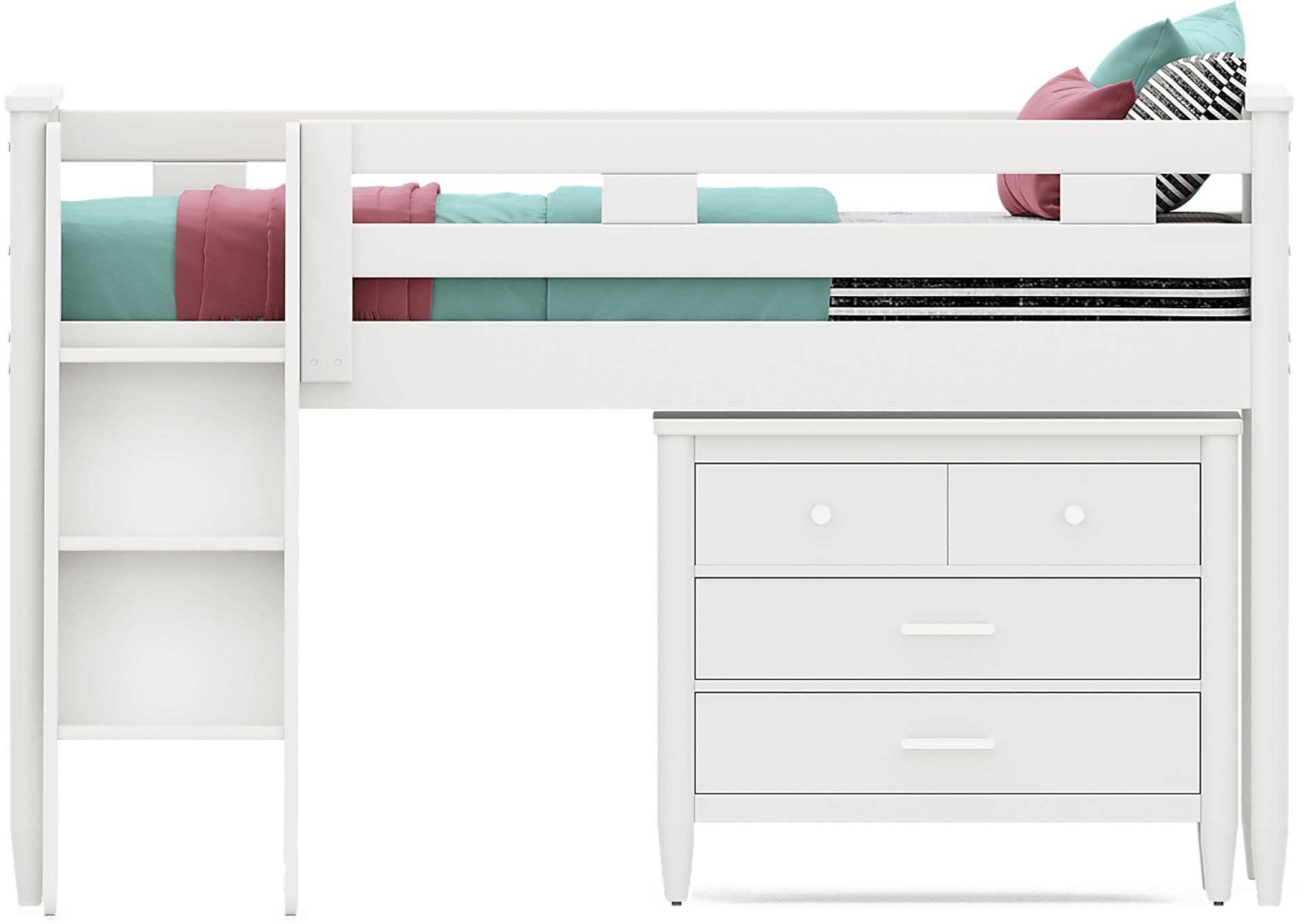 Kids Modern Colors White Twin Loft with Loft Chest - Image 3