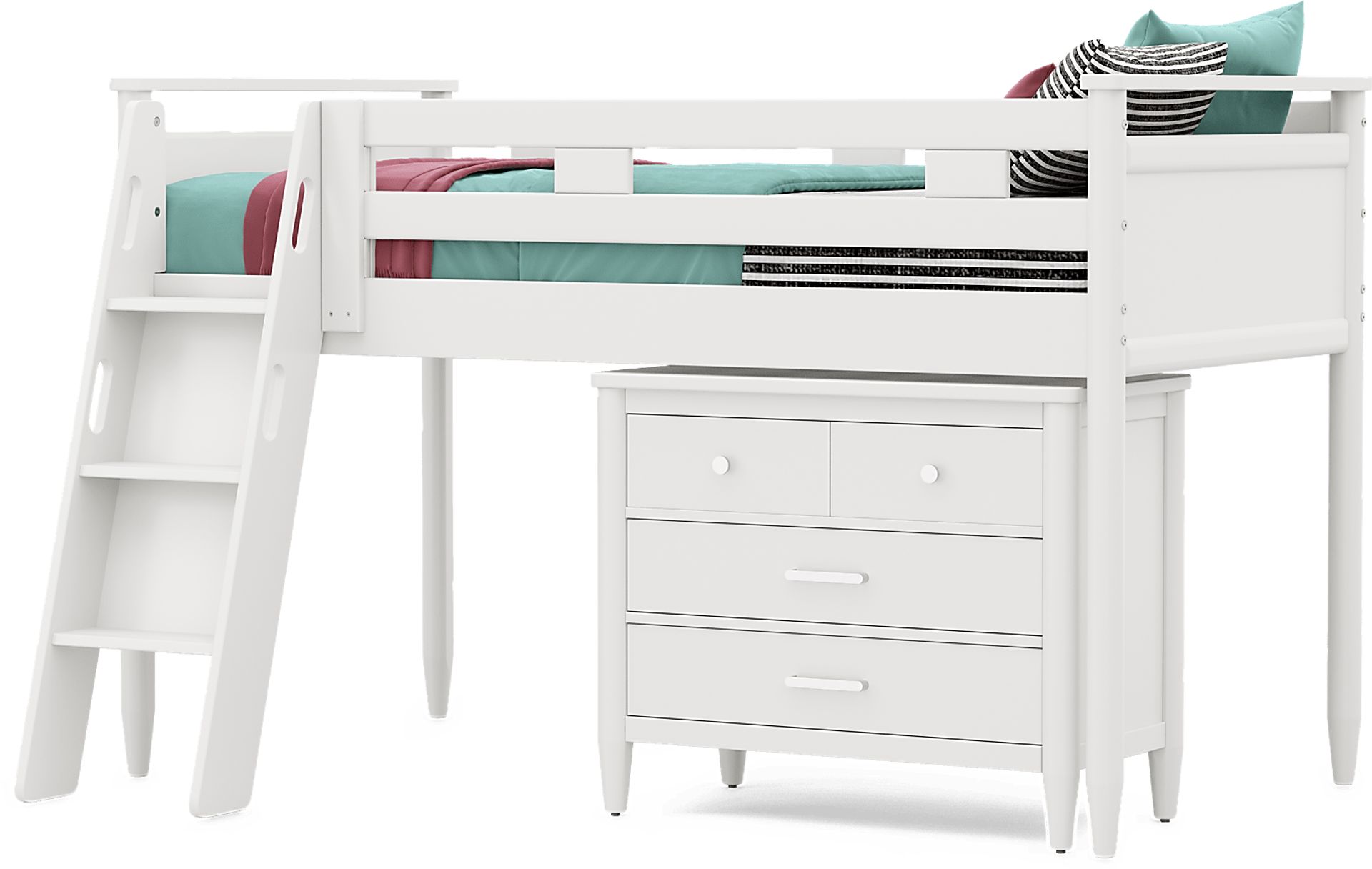 Kids Modern Colors White Twin Loft with Loft Chest - Image 4
