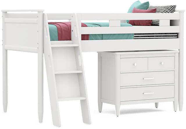 Kids Modern Colors White Twin Loft with Loft Chest - Thumbnail - Image 1
