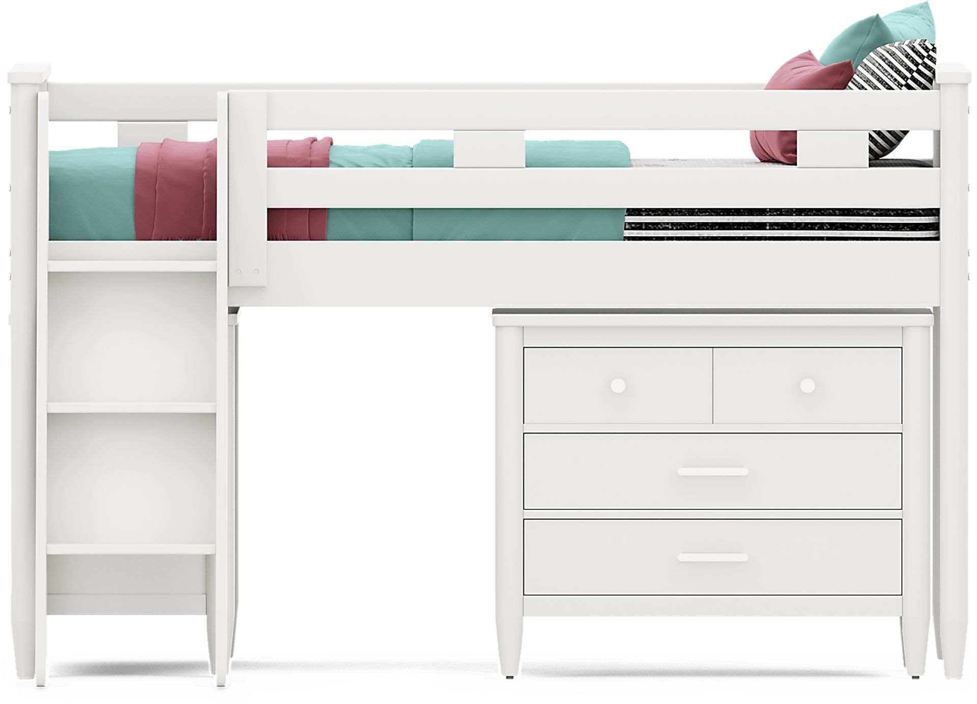 Kids Modern Colors White Twin Loft with Loft Chests - Image 2