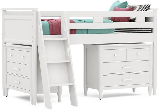 Kids Modern Colors White Twin Loft with Loft Chests - Thumbnail - Image 1