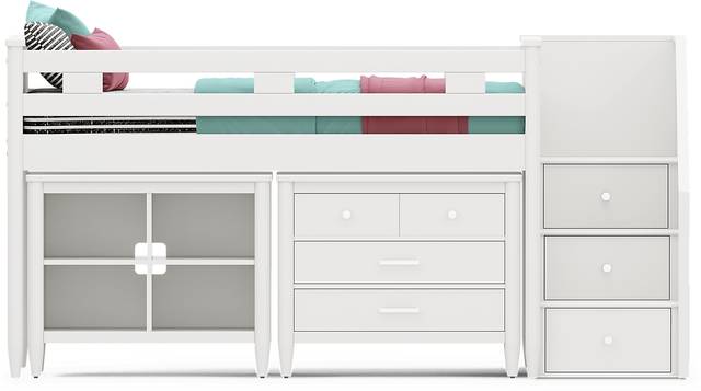 Kids Modern Colors White Twin Step Loft with Loft Chest and Bookcase - Thumbnail - Image 3