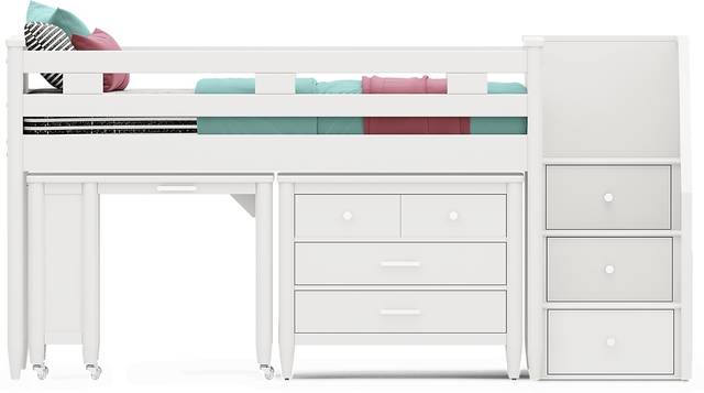Kids Modern Colors White Twin Step Loft with Loft Chest and Desk - Thumbnail - Image 3