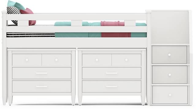 Kids Modern Colors White Twin Step Loft with Loft Chests - Thumbnail - Image 3