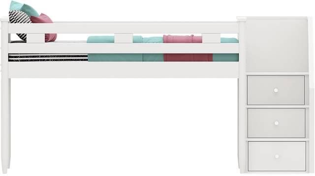 Kids Modern Colors White Twin Step Loft - Thumbnail - Image 2