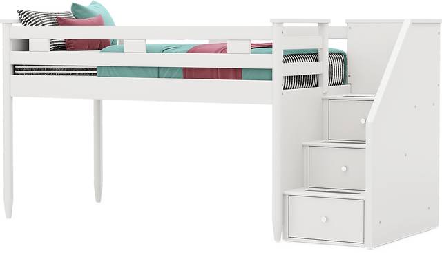 Kids Modern Colors White Twin Step Loft - Thumbnail - Image 3