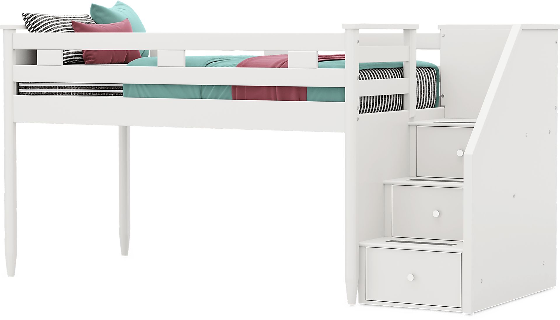 Kids Modern Colors White Twin Step Loft - Image 3