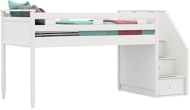 Kids Modern Colors White Twin Step Loft - Thumbnail - Image 1