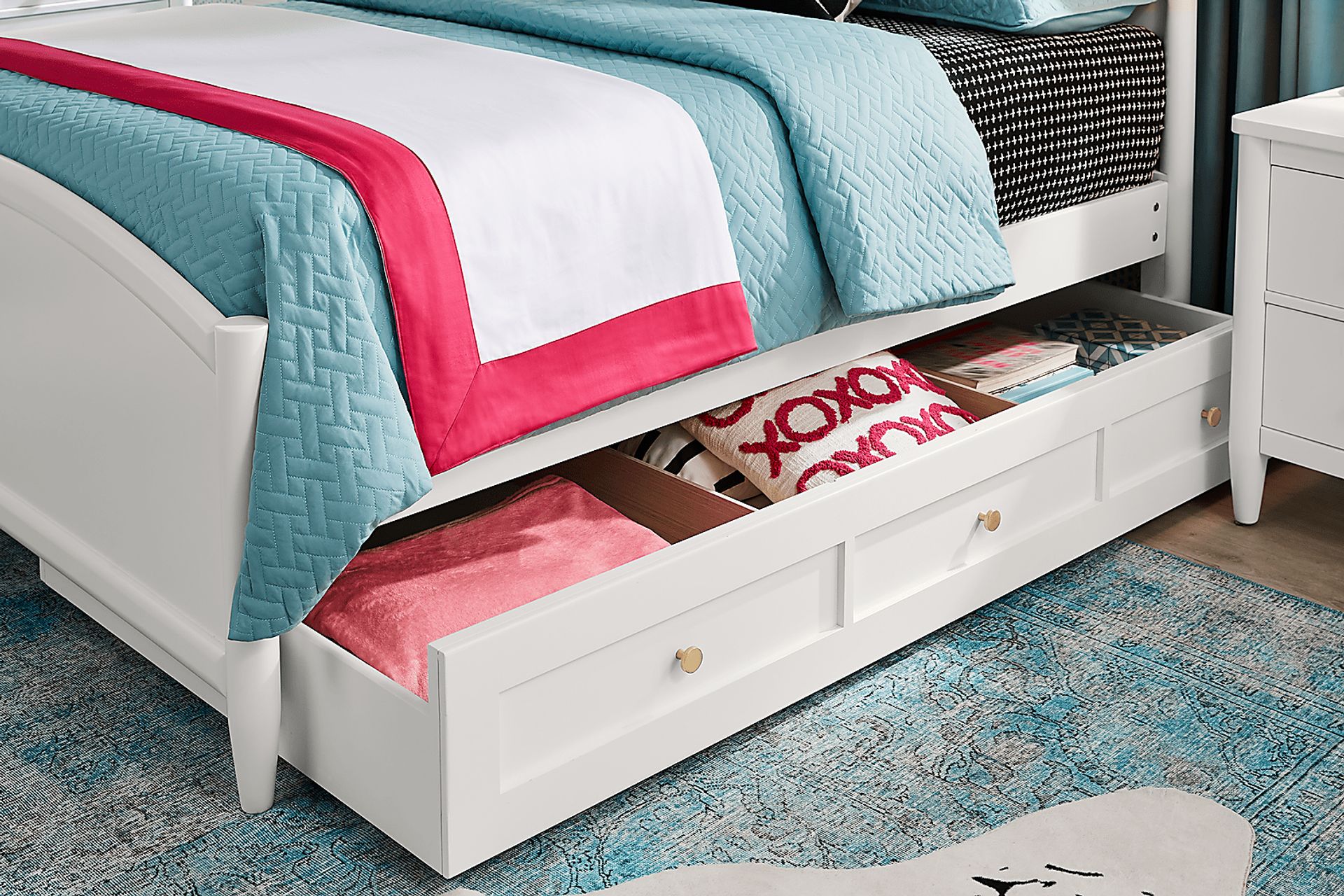 Kids Modern Colors White Twin Storage Trundle - Image 2