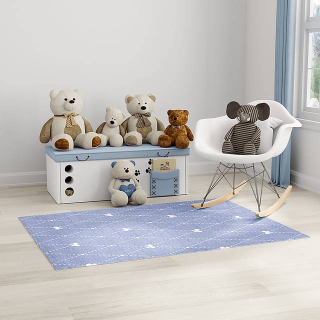 Kids Modest Bow Blue 3'5 x 5' Rug - Thumbnail - Image 2