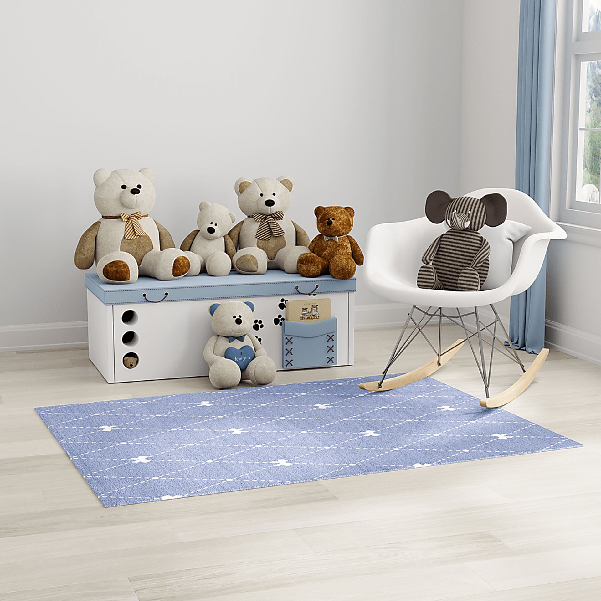 Kids Modest Bow Blue 3'5 x 5' Rug - Image 2