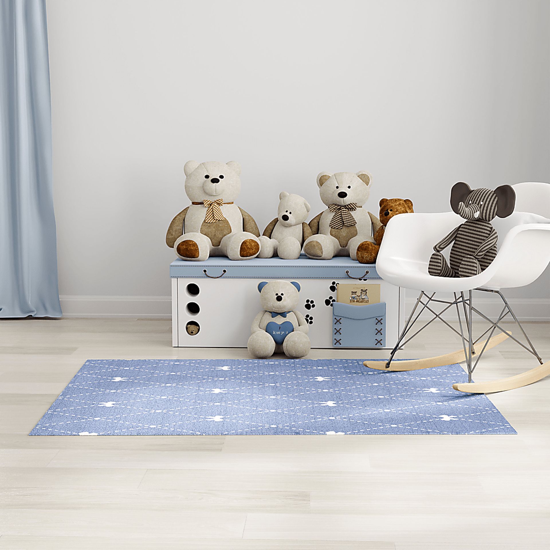 Kids Modest Bow Blue 3'5 x 5' Rug - Image 3