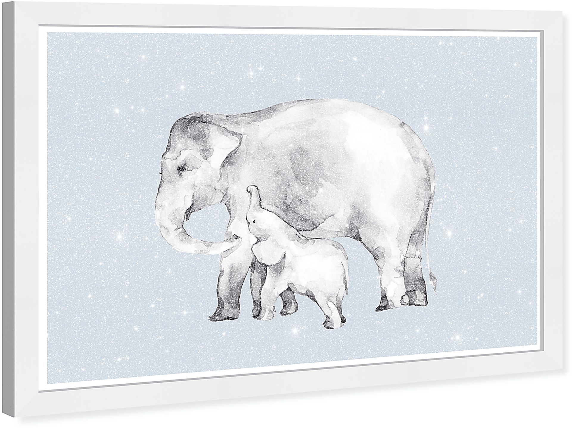 Kids Mommy and Me Elephant Blue Wall Art - Image 2
