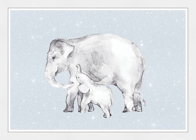 Kids Mommy and Me Elephant Blue Wall Art - Thumbnail - Image 1