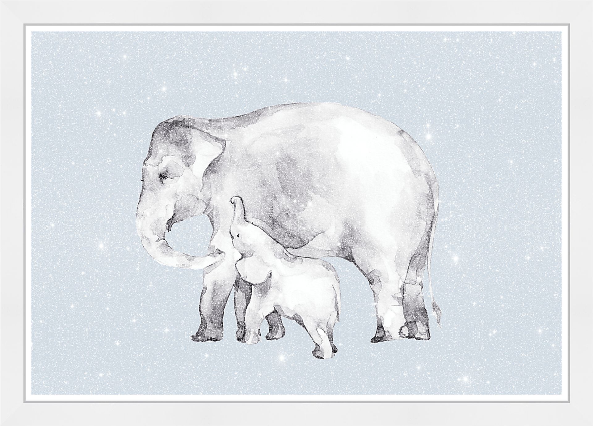 Kids Mommy and Me Elephant Blue Wall Art - Image 1