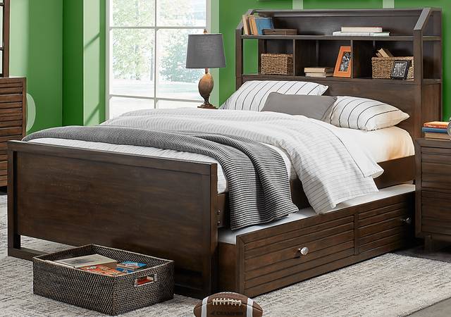 Kids Monroe Valley Brown 5 Pc Twin Bookcase Bedroom - Thumbnail - Image 2