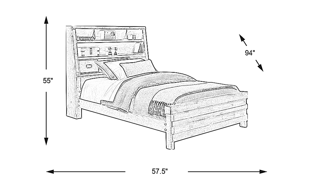 Kids Montana 2.0 Driftwood 3 Pc Full Bookcase Bed