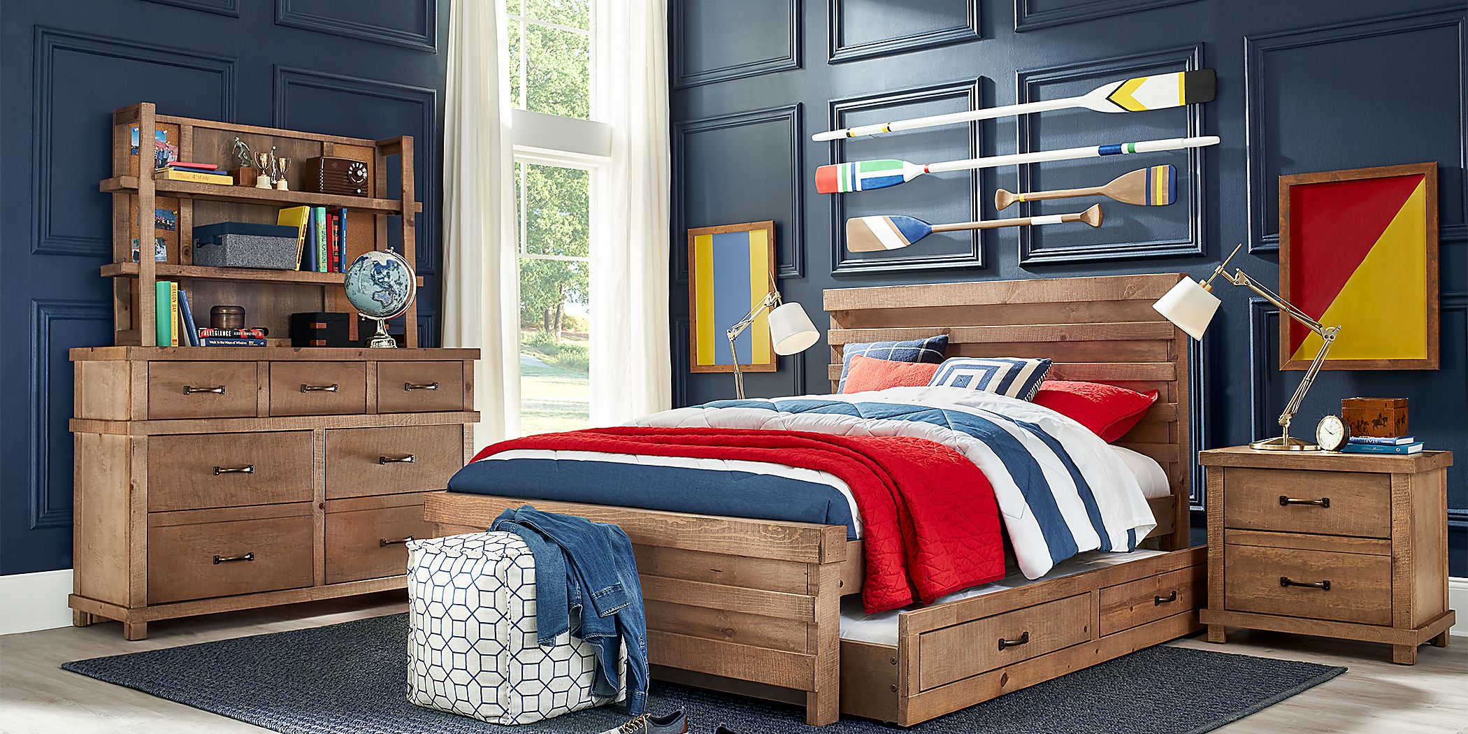 Montana 2.0 5 Pc Driftwood Light Wood Full Bedroom Set With