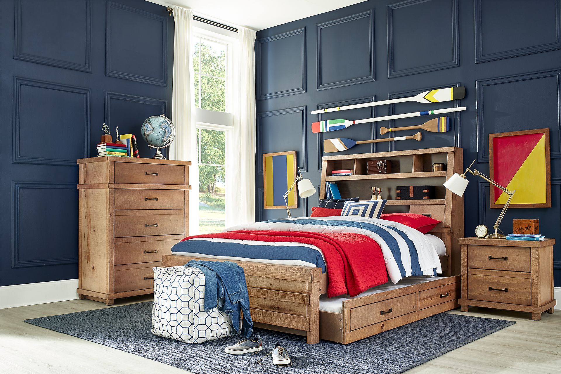 Kids Montana 2.0 Driftwood 5 Pc Twin Bookcase Bedroom - Image 1