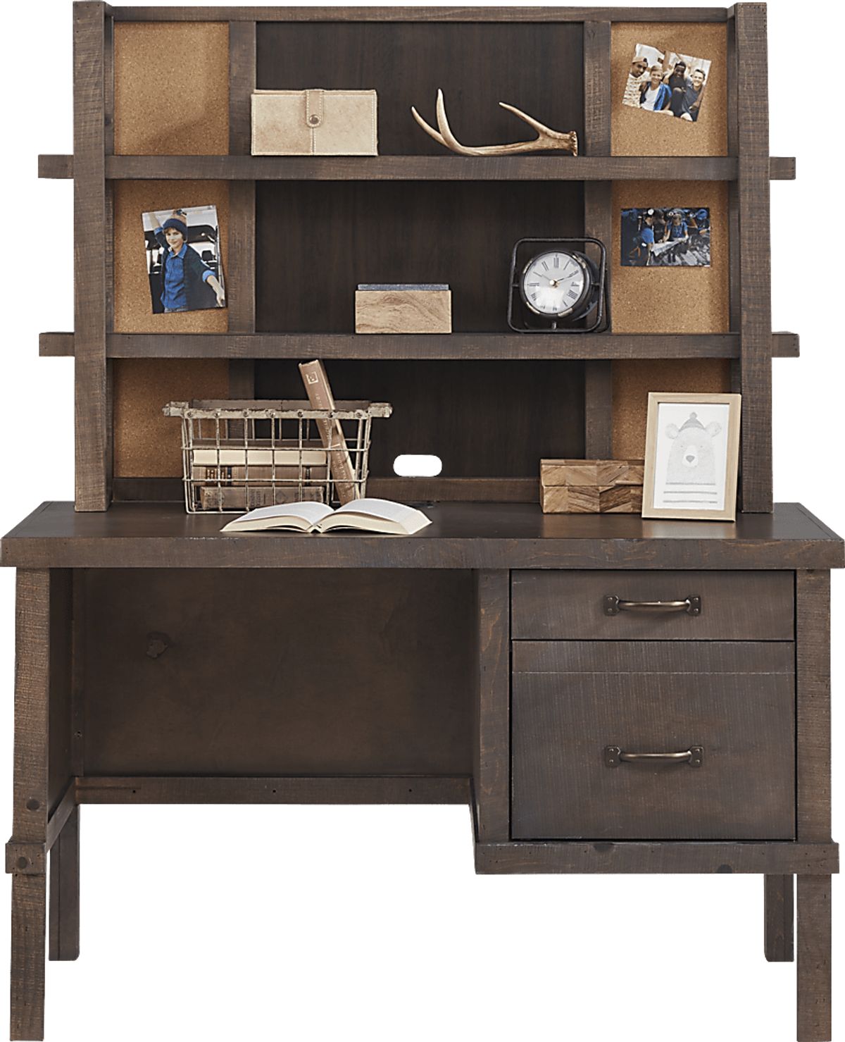 Montana Pc Espresso Dark Wood Desk And Hutch Rooms to Go