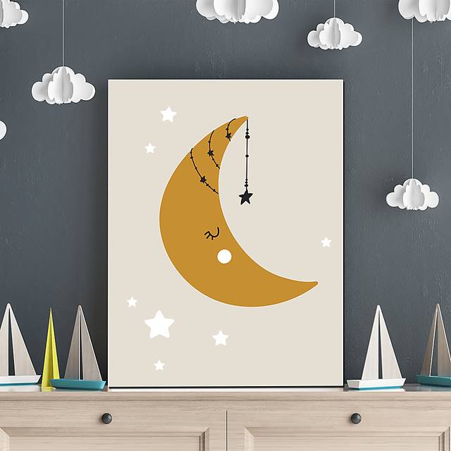 Kids Moon Lit Night Yellow Wall Art - Thumbnail - Image 2