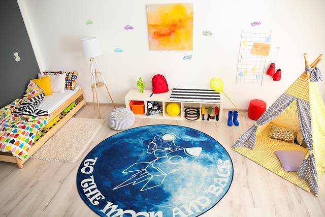 Kids Moonstruck Explorer Blue 5' Round Rug - Thumbnail - Image 2
