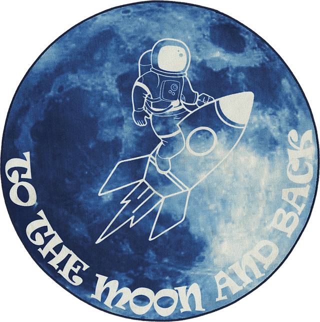 Kids Moonstruck Explorer Blue 5' Round Rug - Thumbnail - Image 1
