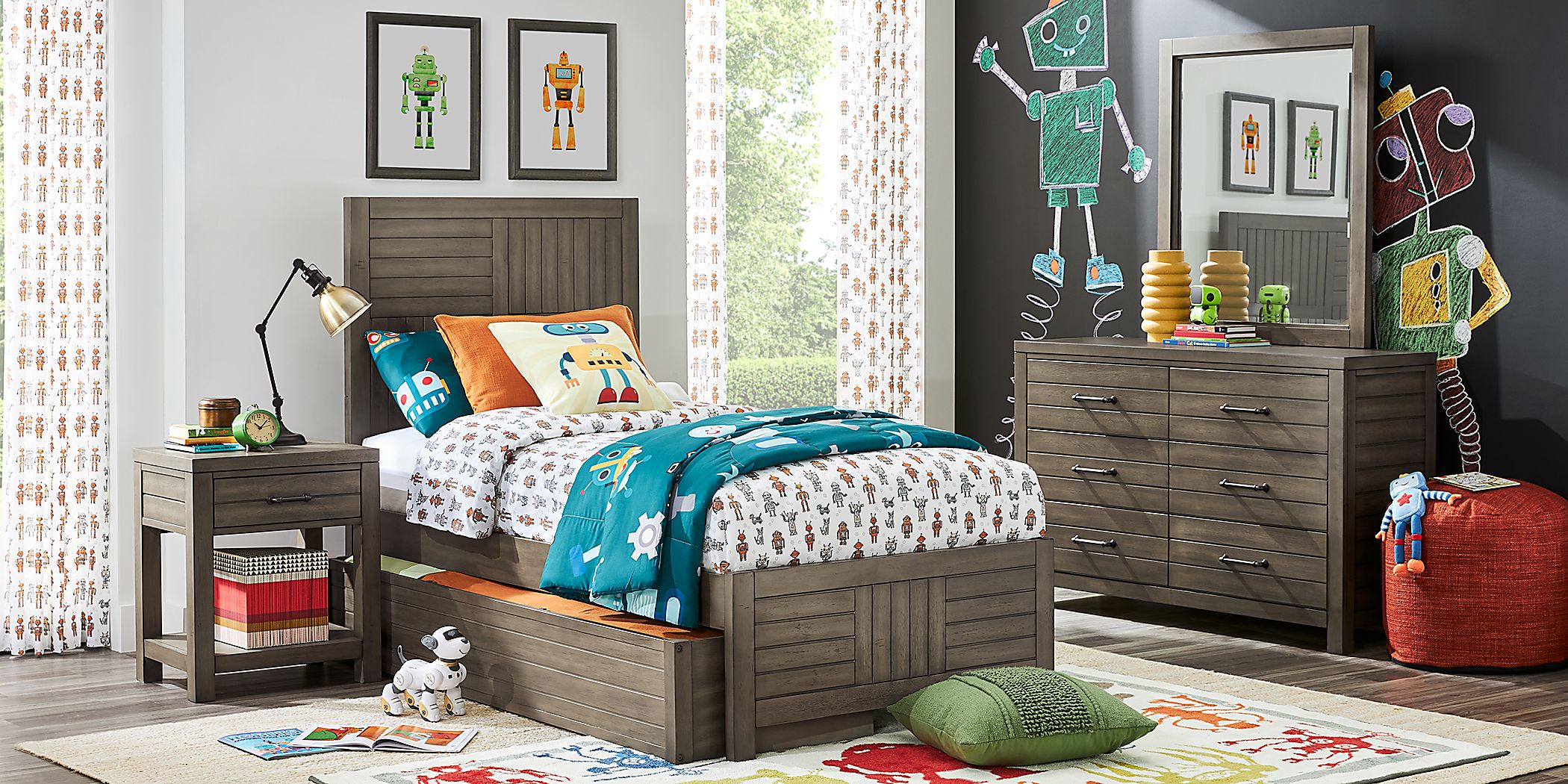 Morgan Mills 5 Pc Aged Barnwood Twin Bedroom Set With Mirror 3 Pc Twin   Kids Morgan Mills Mineral 5 Pc Twin Panel Bedroom 3428340P Image Room