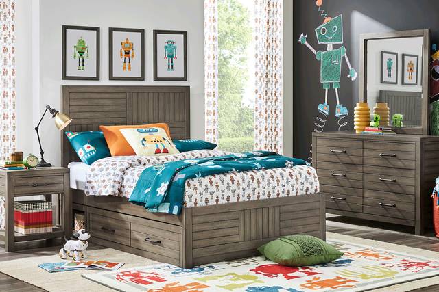 Kids Morgan Mills Mineral Full Panel Bed with Reversible Underbed Storage - Thumbnail - Image 1